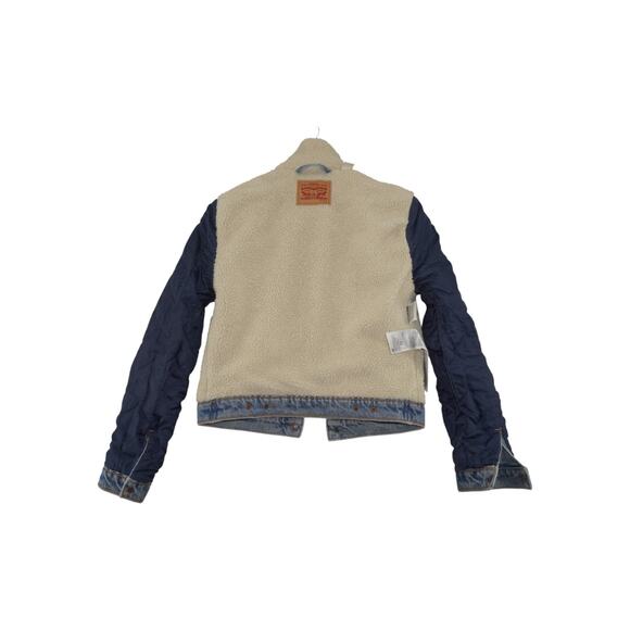 Levi’s Sherpa Lined Denim Trucker Jacket XS Women’s Blue Jean Coat Vintage Look - Picture 5 of 8